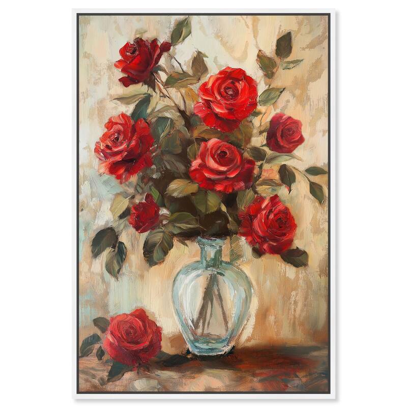 Ruby Roses in Riad Glass Canvas by Art Remedy - White - 24" x 36"