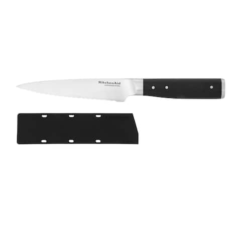 KitchenAid Gourmet Forged Serrated Utility Knife, 5.5-Inch, Black