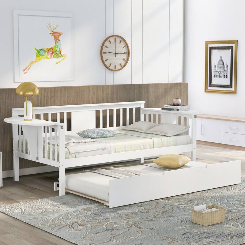 Multi-Functional Daybed with Trundle and Storage Side Tables for Bedroom or Living Room