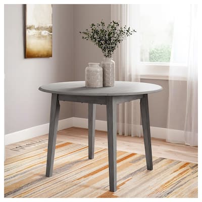 Signature Design by Ashley Shullden Gray Round Drop Leaf Dining Table - 43"W x 43"D x 30"H