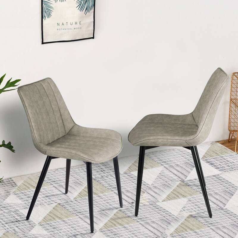 AVAWING Mid-Century Modern Dining Chairs Set of 2 Leather Upholstered Leisure