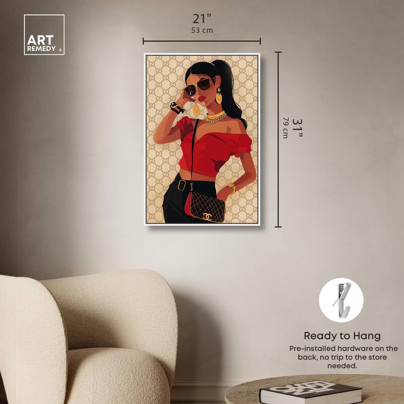 Her Stylish Red Look Canvas by Art Remedy