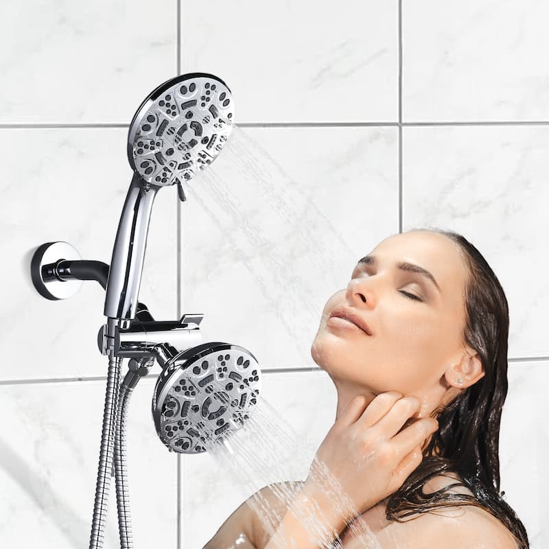 WOWOW Single Handle 7-Spray Dual Shower Head Faucet with Tub Spout