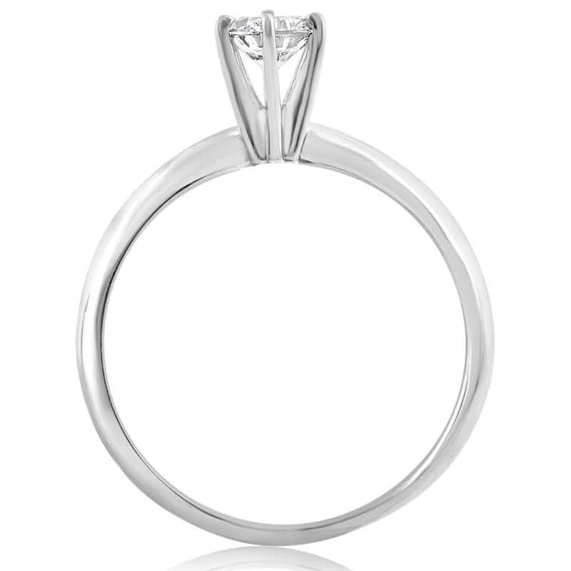 1/3Ct Solitaire Pear Shape Diamond Engagement Ring in 14k White or Yellow Gold