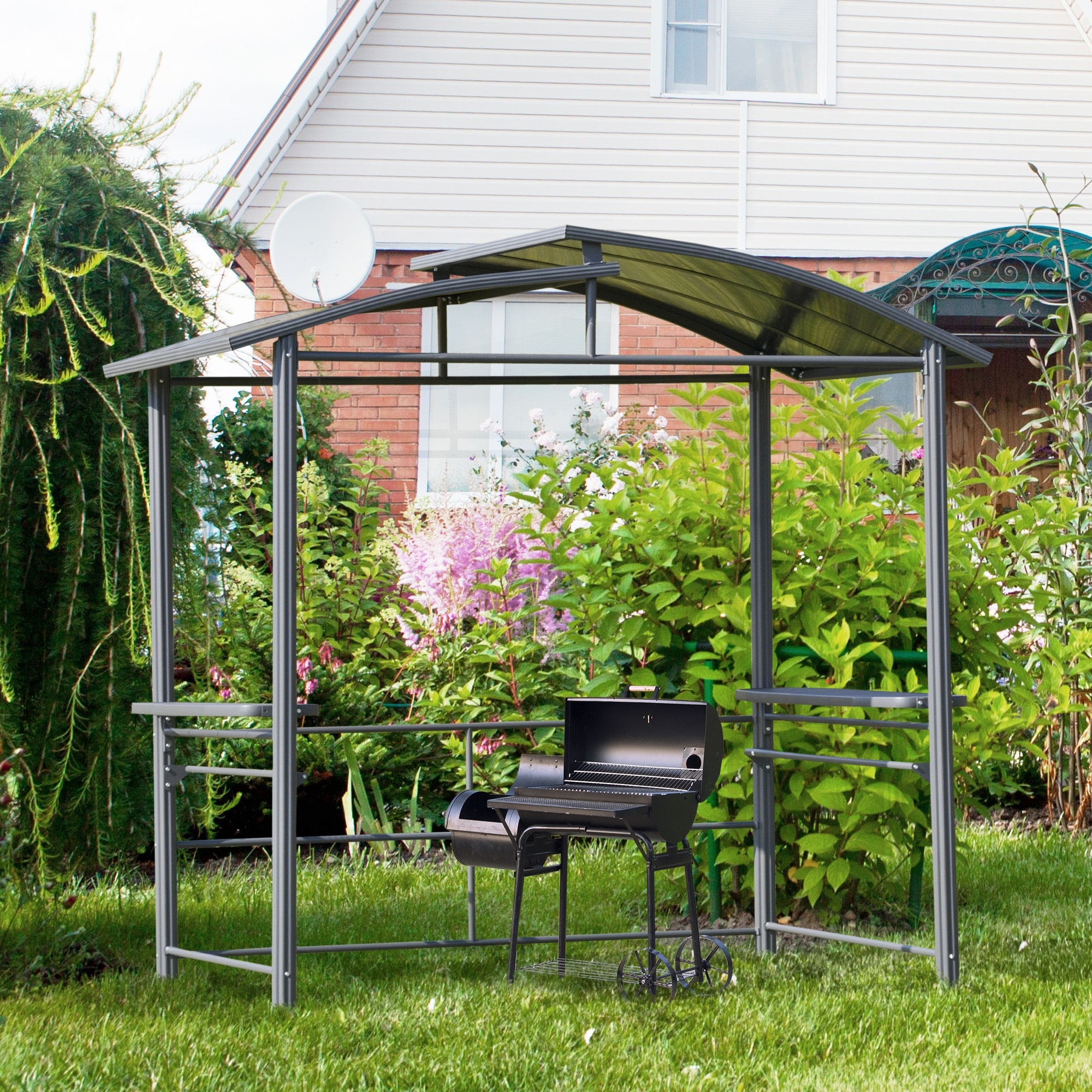 Grand Patio Grill Gazebo 8 x 5 FT,Patio Canopy Shelter for Outdoor BBQ,Water Resistance Gazebo Tent Champagne
