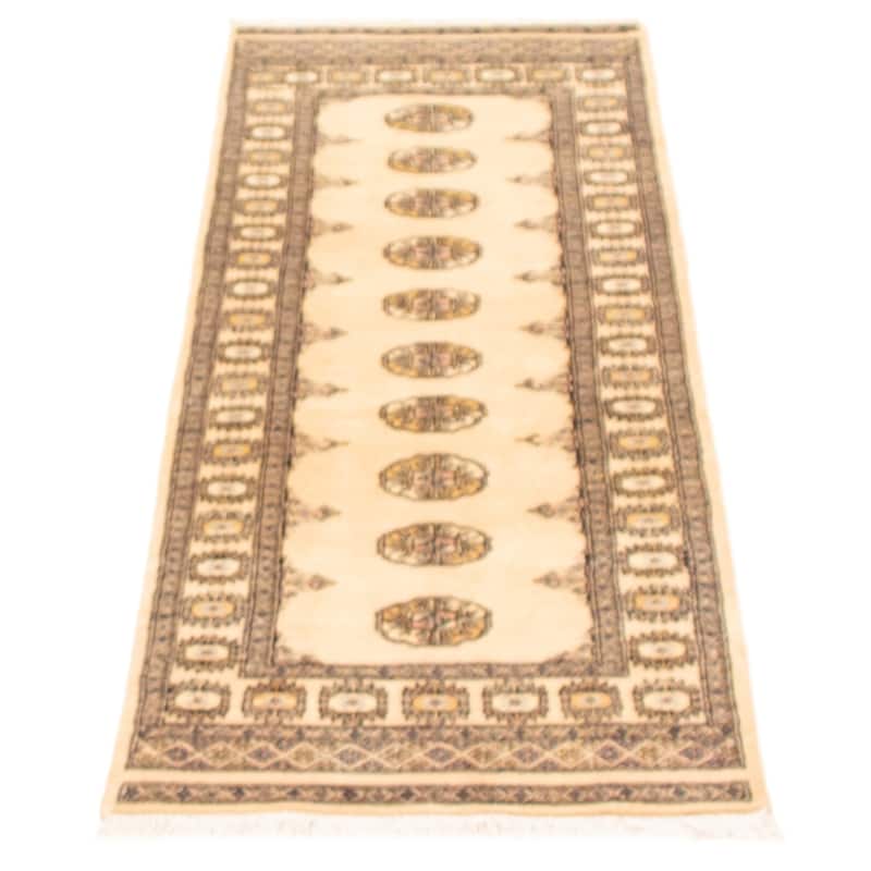 ECARPETGALLERY Hand-knotted Peshawar Bokhara Ivory Wool Rug - 2'6 x 6'9