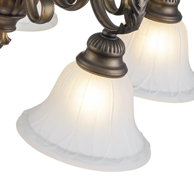 5-Light Oil Rubbed Bronze Chandelier Glass Bell Shades Traditional - Dia.26.81-in