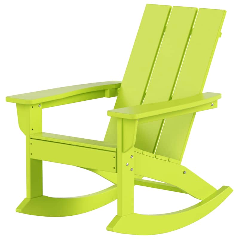 Shoreside Modern Eco-Friendly All Weather Poly Adirondack Rocking Chair