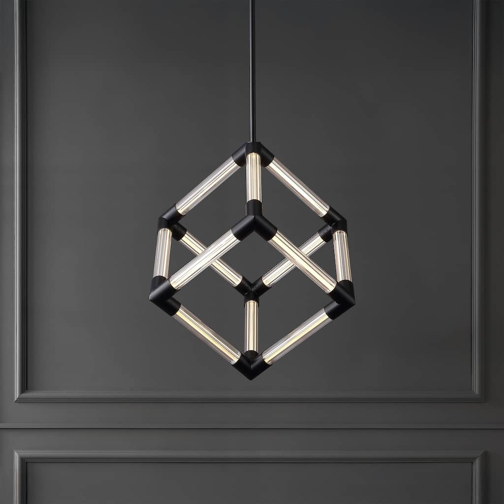 SAFAVIEH Couture Lighting Sheila Acrylic Cube Pendant, Modern LED Pendant Light for Kitchen Island and Dining Room