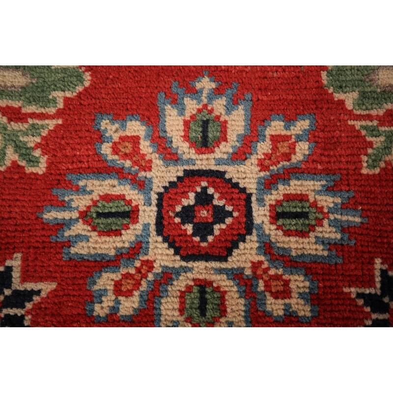 Red Kazak Foyer Rug Handmade Oriental Geometric Wool Carpet - 2'0" x 3'0"