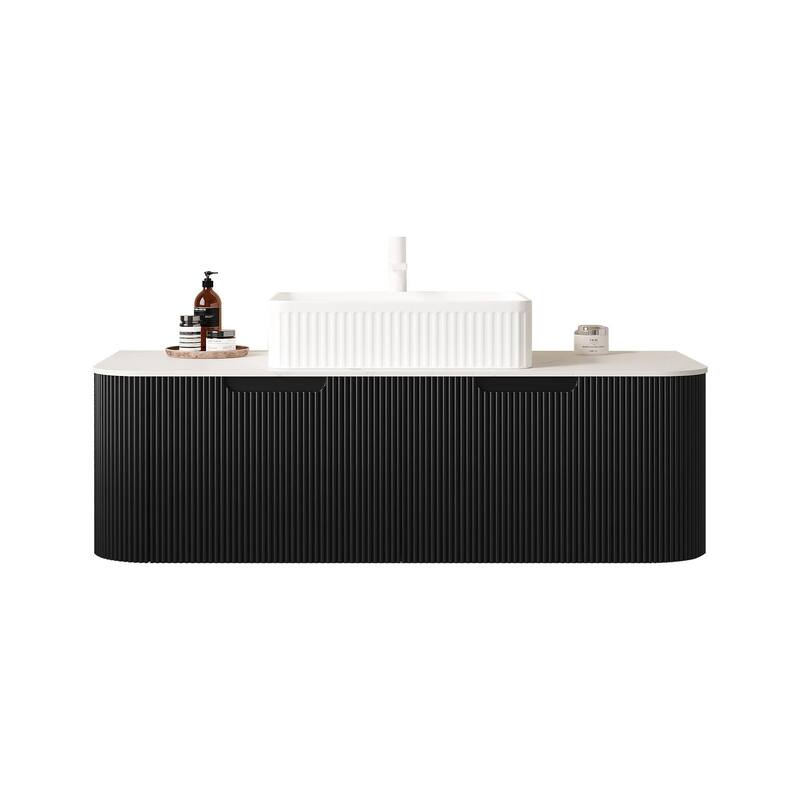 Wall Mounted Striped Bathroom Storage Cabinet with Sink