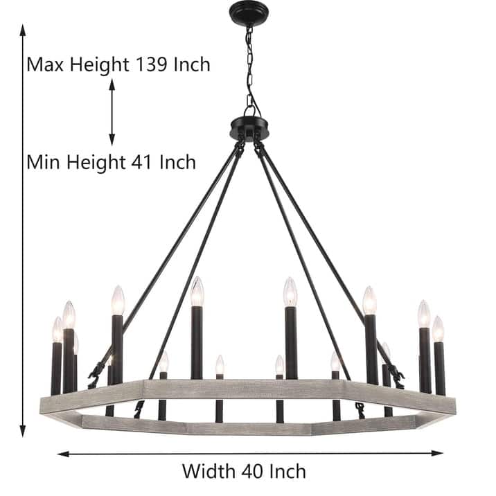 French Country 16-light Wagon Wheel Candle Chandelier with UL Certified - 40 inches