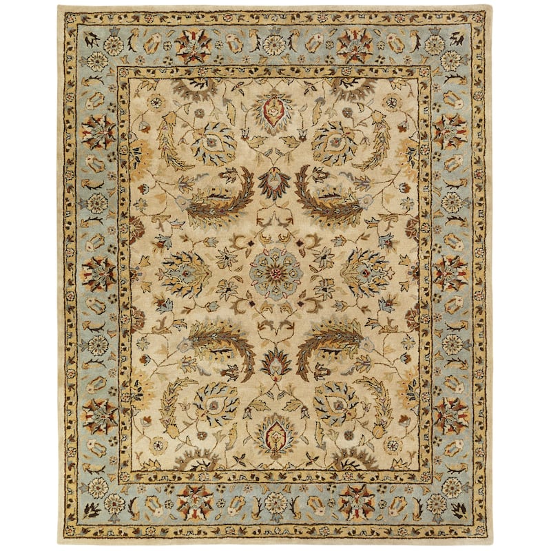 Empire Ivory and Light Blue Wool Hand-tufted Area Rug