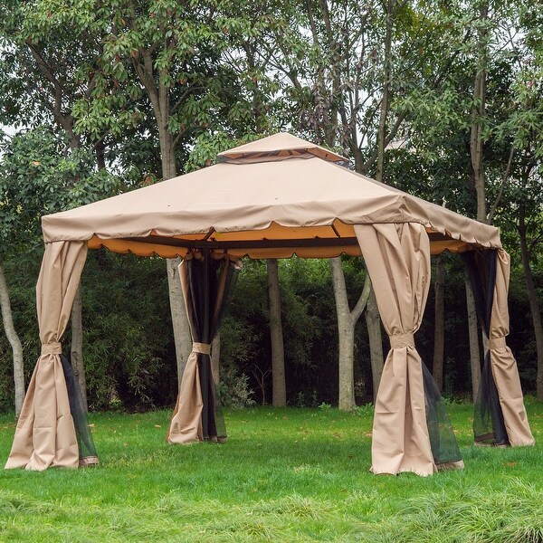 Outsunny 10' x 10' Outdoor Garden Gazebo Sunshade Canopy ...