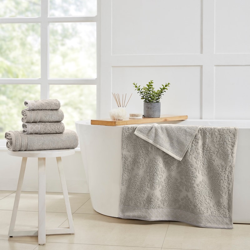 Modern Threads Damask Jacquard 6-piece Embellished Border Towel Set