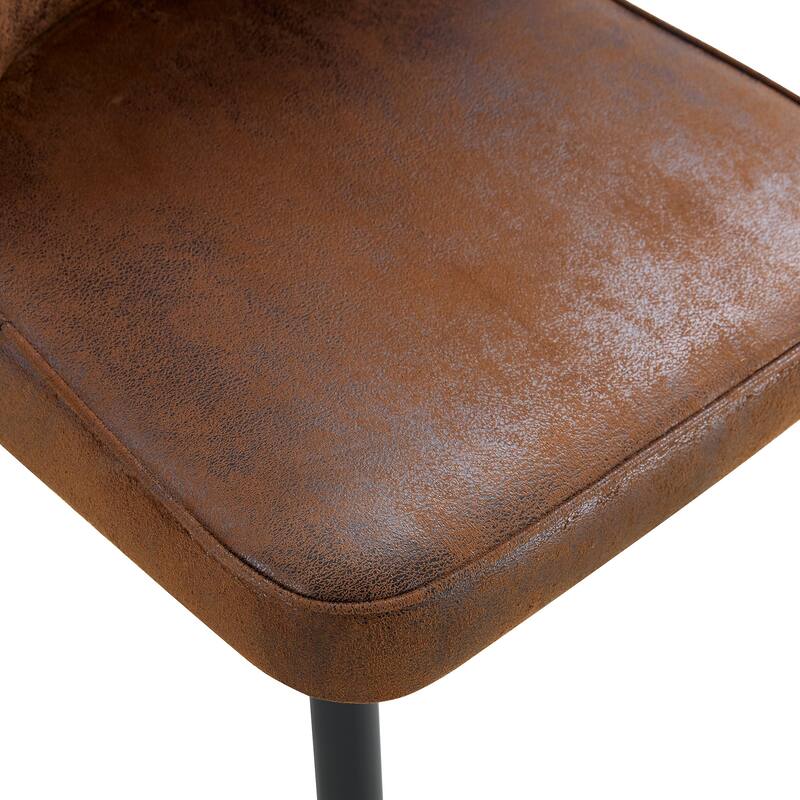 Brown Velvet Dining Chair Set with Black Metal Legs and Gold Spray Decoration