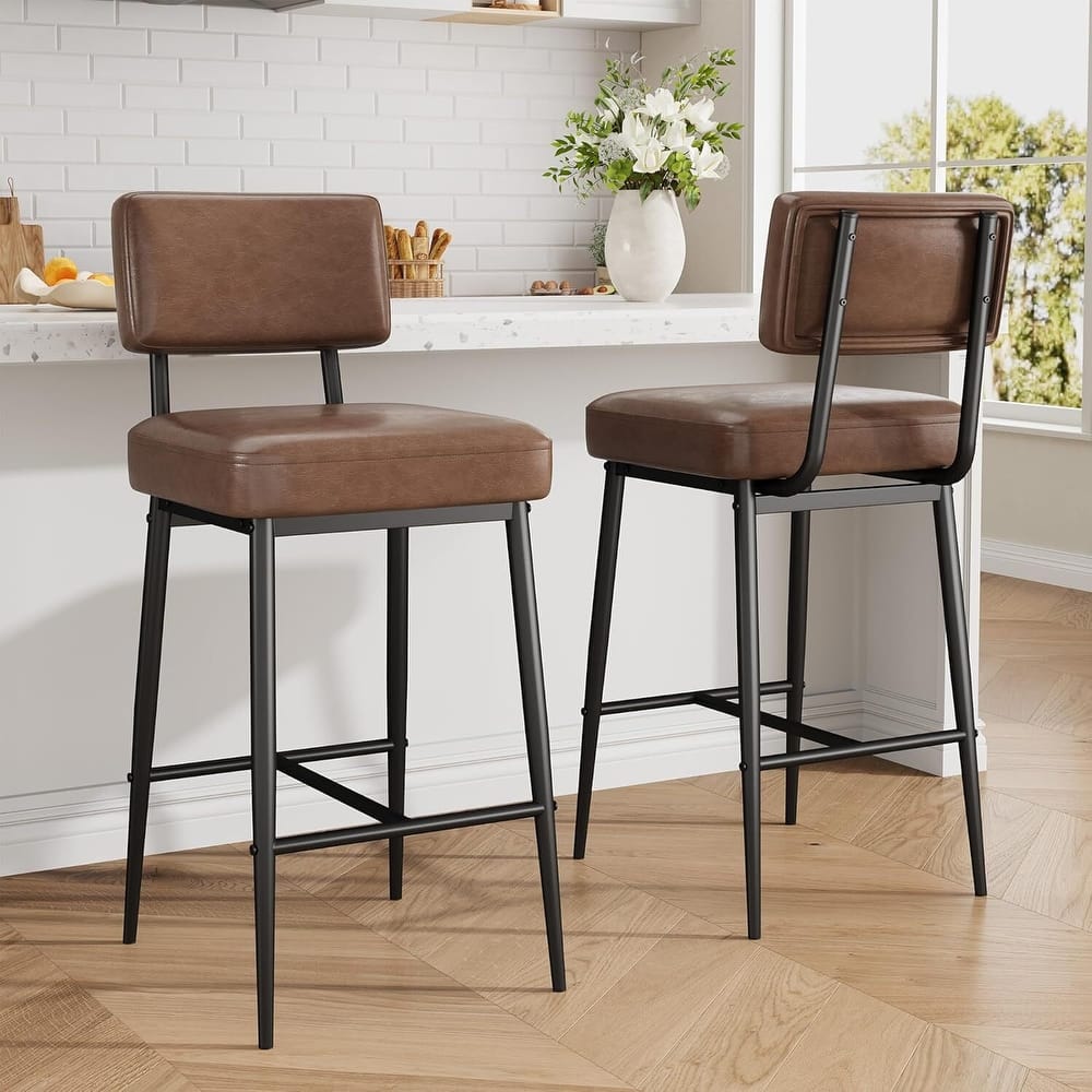 Modern Upholstered Counter Height Barstool Chairs Set of 2