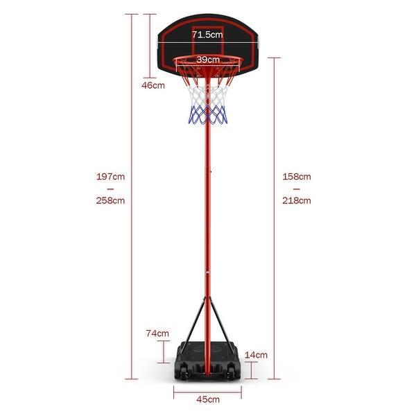Height-Adjustable Basket Hoop, Portable Backboard System Stand with 2