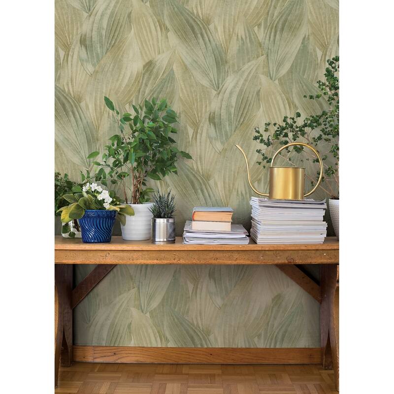 A-Street Prints Melora Green Leaf Wallpaper