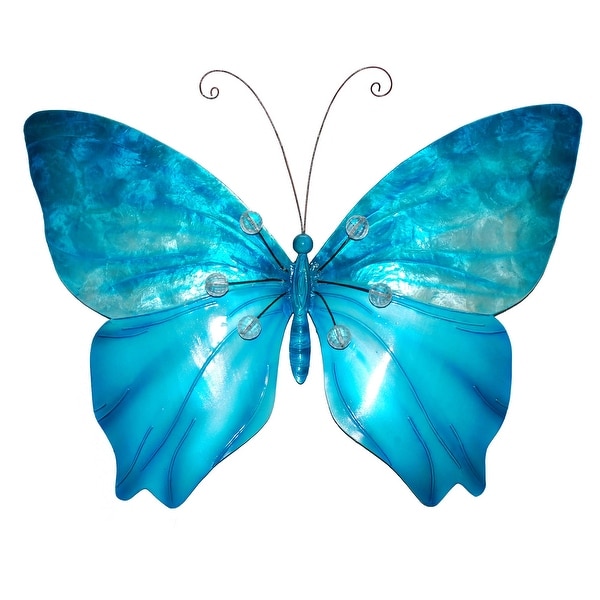 Butterfly Wall Decor Sea Blue With Beads (m2016) - 1 x 18 x 13