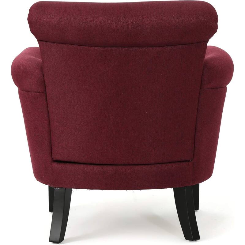 Roomfitters Tufted Nailhead Trim Club Chair, Modern Upholstered Accent Armchair for Living Room, Burgundy