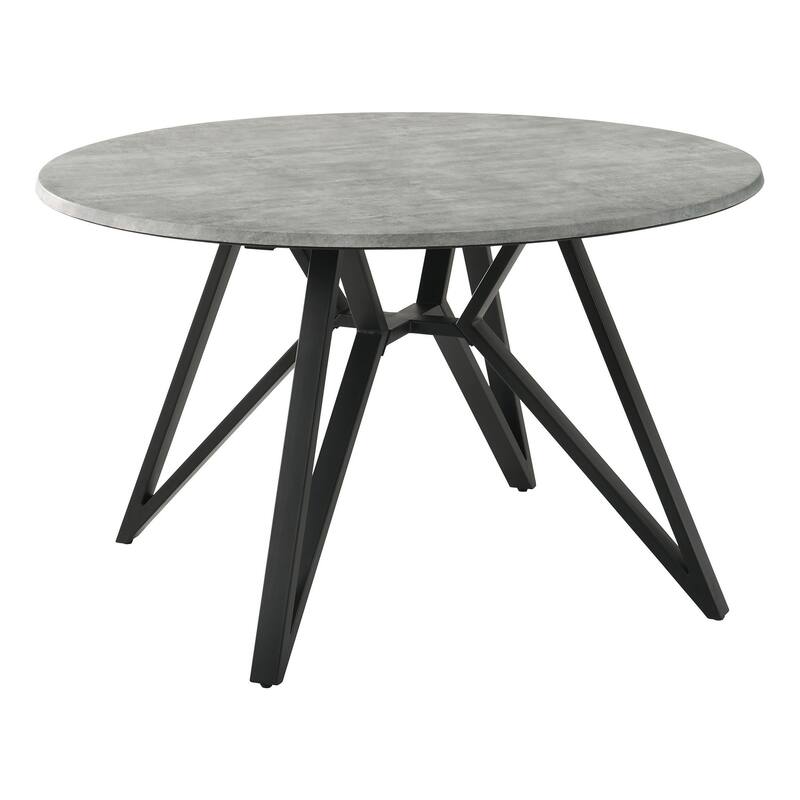 50 Inch Round Dining Table, Concrete Style Surface, Butterfly Legs, Gray
