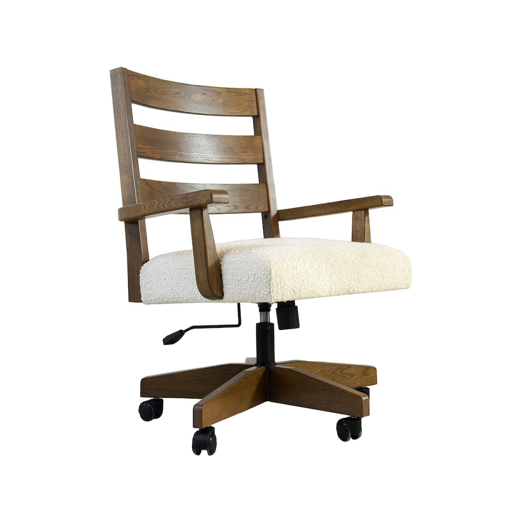 Colonial Upholstered Solid Oak Game Chair, Weathered Chestnut