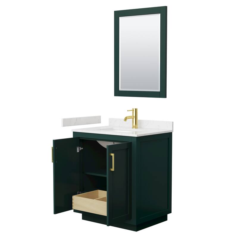 Miranda Single Vanity Set, Cultured Marble Top, 24-Inch Mirror