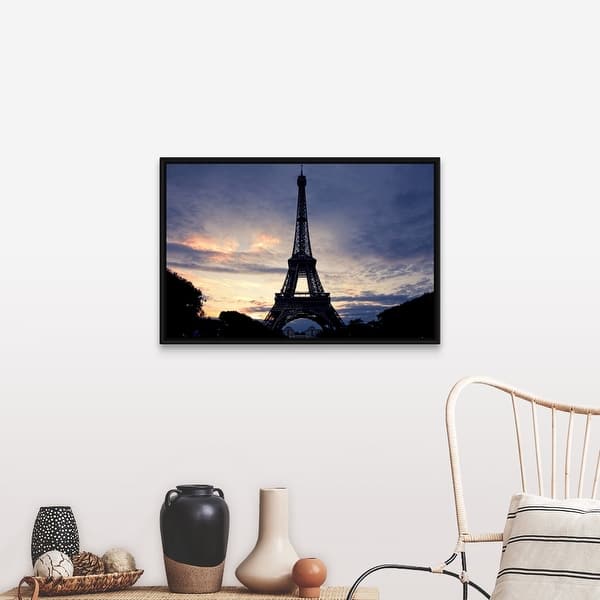 Shop Eiffel Tower At Sunset Paris France Black Float Frame