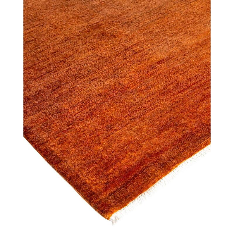 Overton Hand Knotted Wool Vintage Inspired Modern Contemporary Overdyed Orange Area Rug - 9' 1" x 16' 9"