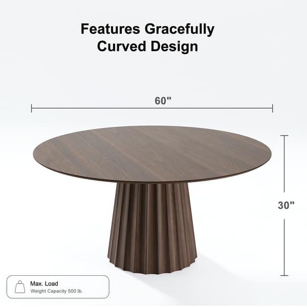 dimension image slide 1 of 10, Solid Wood Round Dining Table for 4-8 People Nordic style
