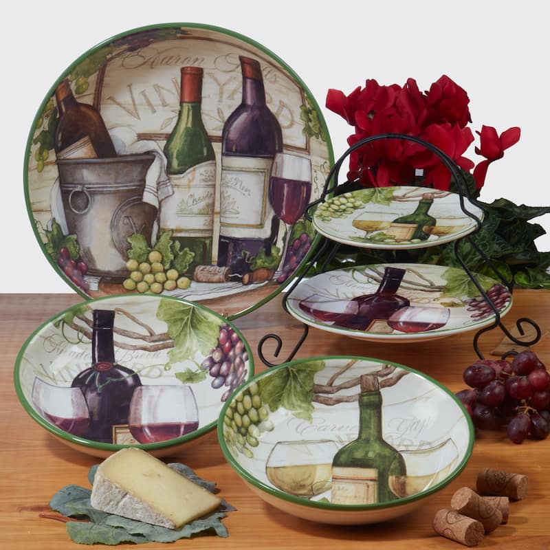 Certified International Meadow Brook 2-Tier Server Tray, 7" and 9" Plate - 10" x 9"