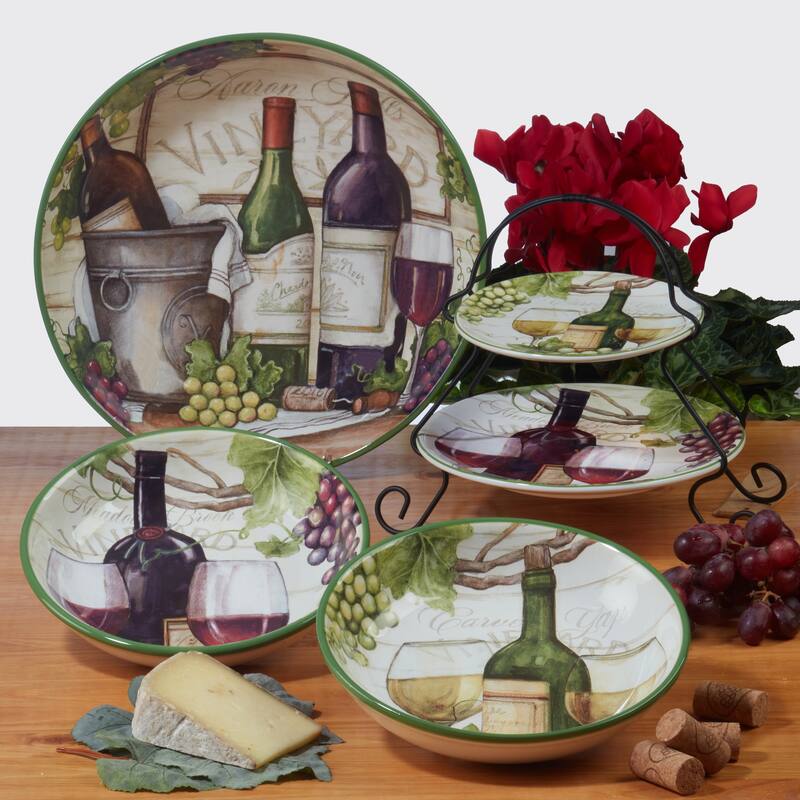 Certified International Meadow Brook 38 oz. Soup/Pasta Bowls, Set of 4, 2 Assorted Designs - 38 Oz.