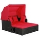 preview thumbnail 6 of 10, Patio Rattan Daybed Outdoor Loveseat Sofa Set with Retractable Canopy Red