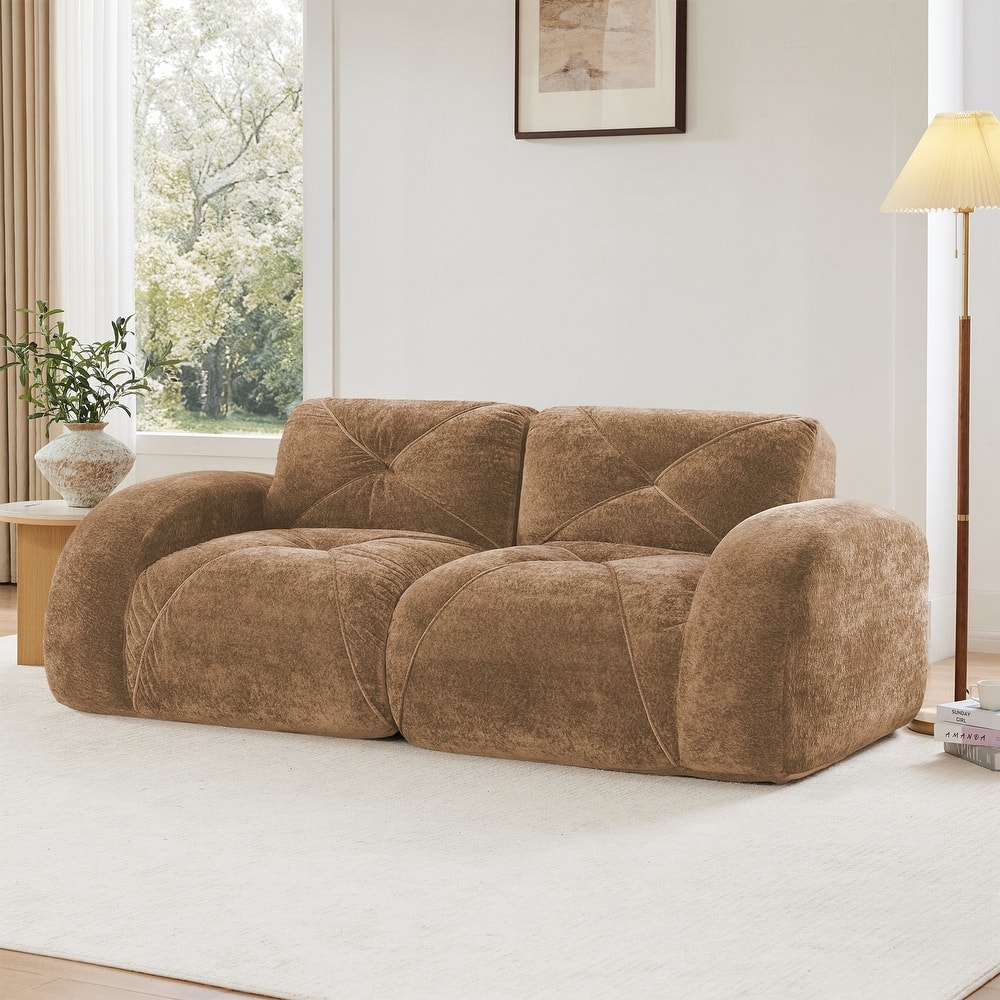 Sofa Couches With boneless Sofa,Soft Velvet Fabric,Bottom Anti-Slip Design
