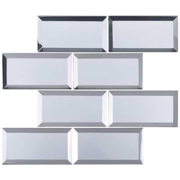 Shop Tilegen Inner Reflections Mirror Look 3 X 6 Beveled Glass Mosaic Tile In Silver Wall Tile 10 Sheets 9 6sqft Overstock 27973152