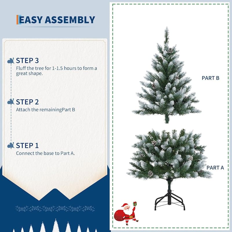 Metal Base Artificial Christmas Tree for Home, Office, Party, Holiday Decor - N/A