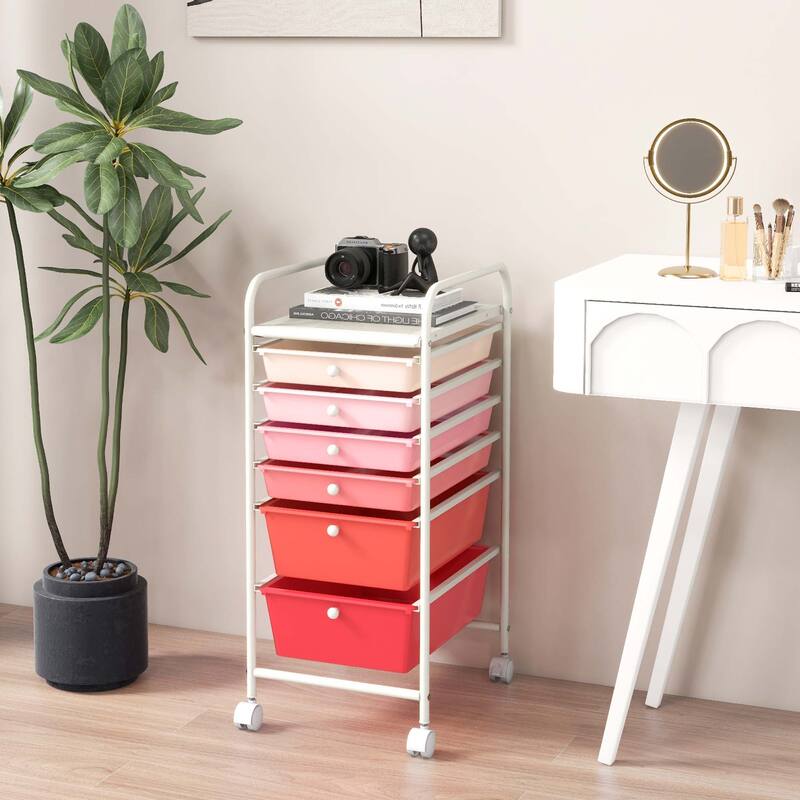 Costway 6 Drawer Rolling Storage Cart Scrapbook Paper Office Organizer