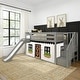 preview thumbnail 4 of 19, Max and Lily Classic Low Bunk with Stairs, Easy Slide and Curtain Grey