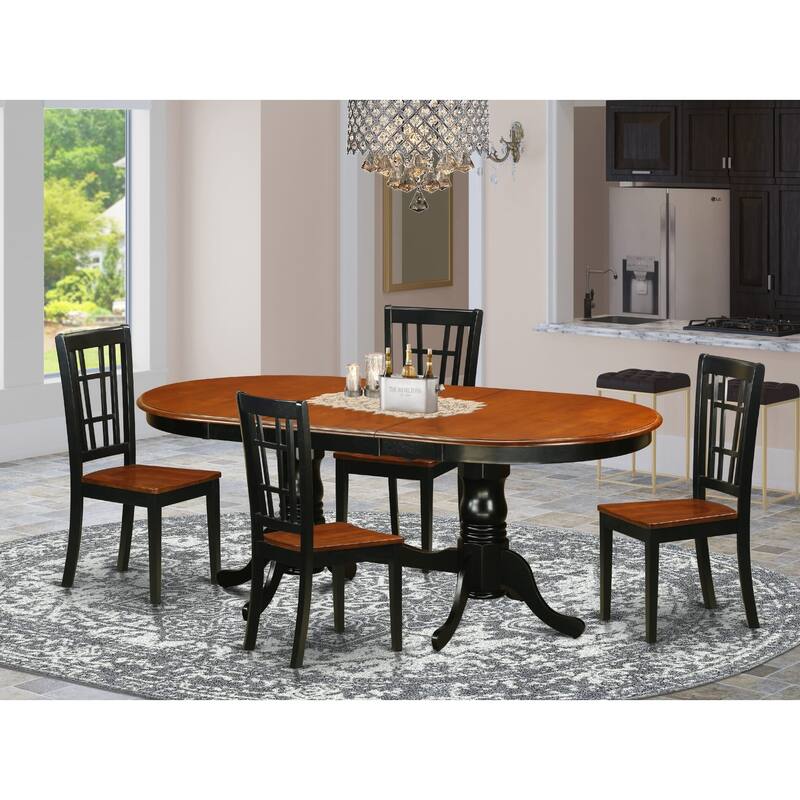 East West Furniture Dining Furniture Set Includes an Oval Table with Butterfly Leaf and Dining Chairs (Chair Seat Type Options)