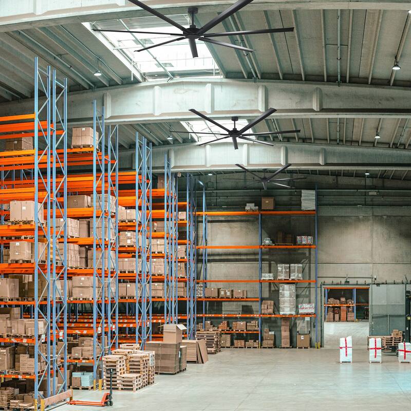 84" Industrial Aluminum Warehouse Black Extra Large Ceiling Fan with Remote