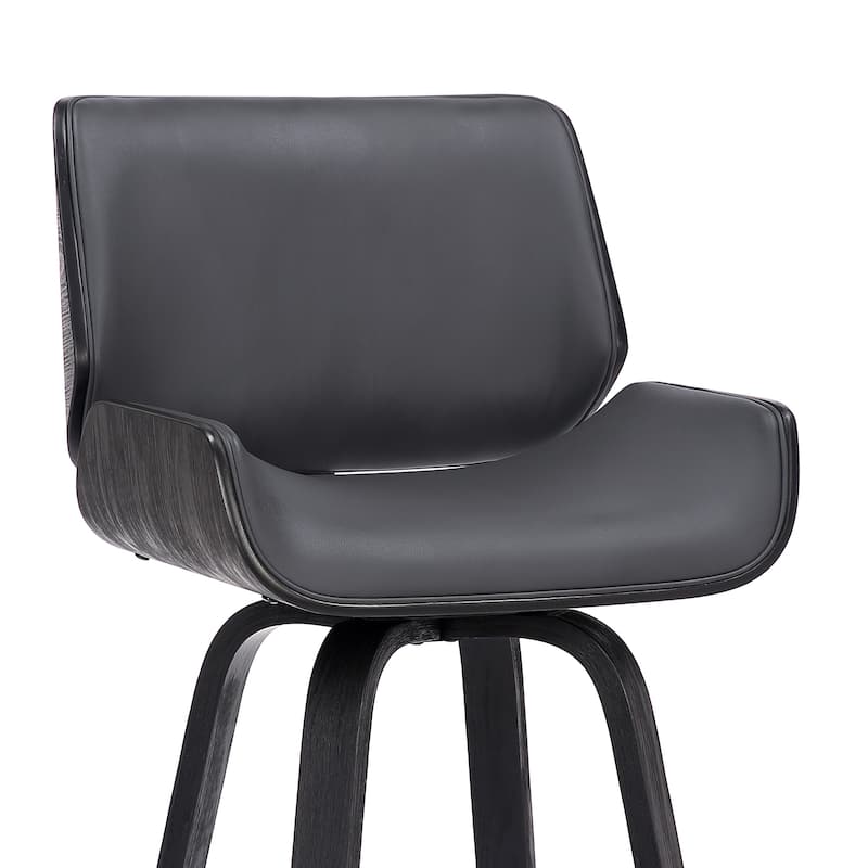 Tyler Mid-Century Swivel Bar Stool, Upholstered Counter Height Chair with Bentwood Legs