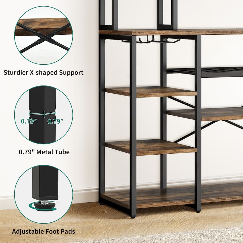 Moasis 40" Kitchen Microwave Stand Bakers Rack, Coffee Bar Station Wine Storage Utility Shelves