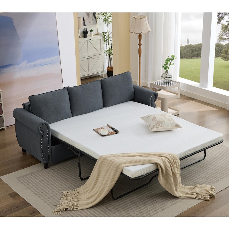 81.5" Convertible Sleeper Couch with Pull Out Bed,3 Seater Sofa Bed