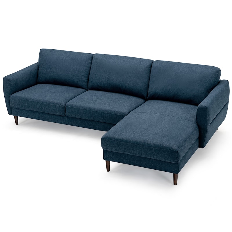 Costway 104'' L-Shaped Fabric Sectional Sofa w/ Chaise Lounge & Solid - 104'' x 60'' x 34'' - Navy