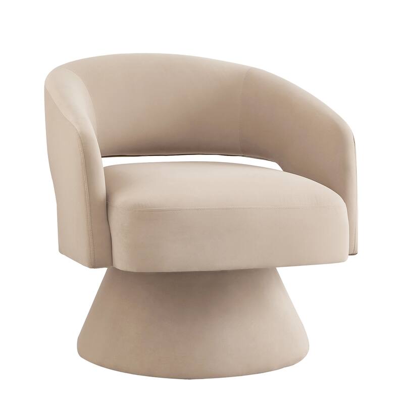 Swivel Barrel Chair,Upholstered Velvet Accent Chairs with Open Backrest and 360 Degree
