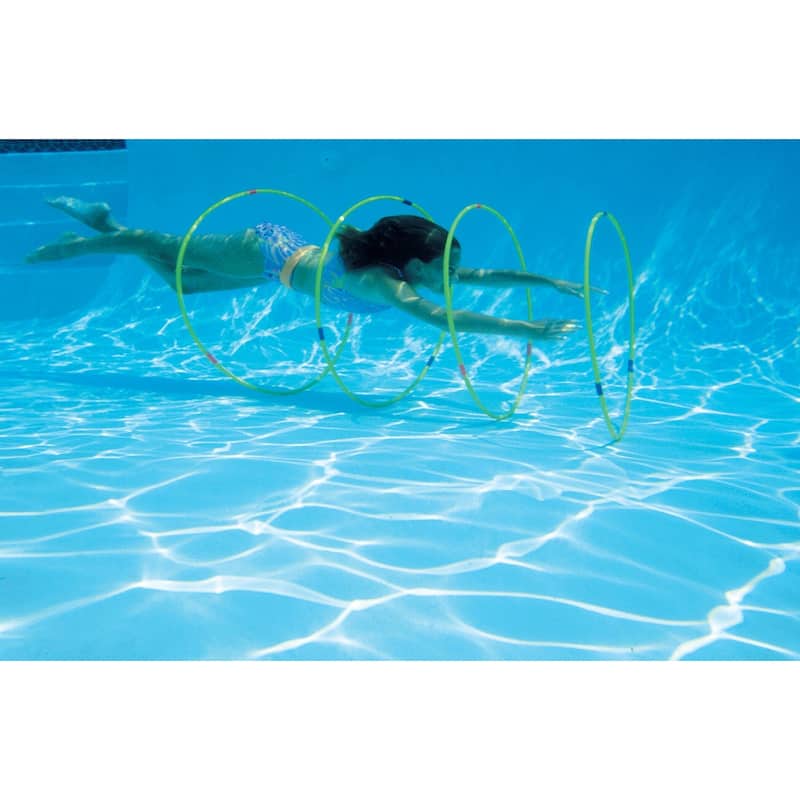 Set of 4 Pink Yellow and Blue Underwater Slalom Hoops for Swimming Pools 30" - N/A