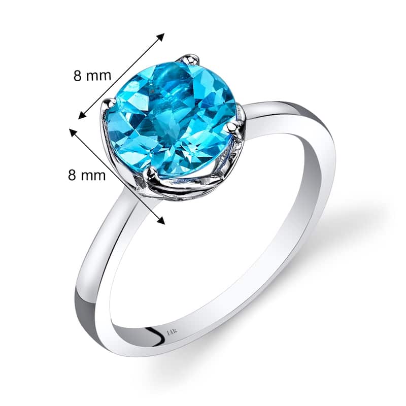 14k White Gold 2.25ct Swiss Blue Topaz Ring