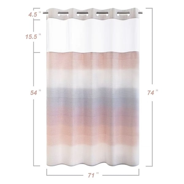 dimension image slide 11 of 18, No Hook Waffle Weave Shower Curtain with Snap-in Liner
