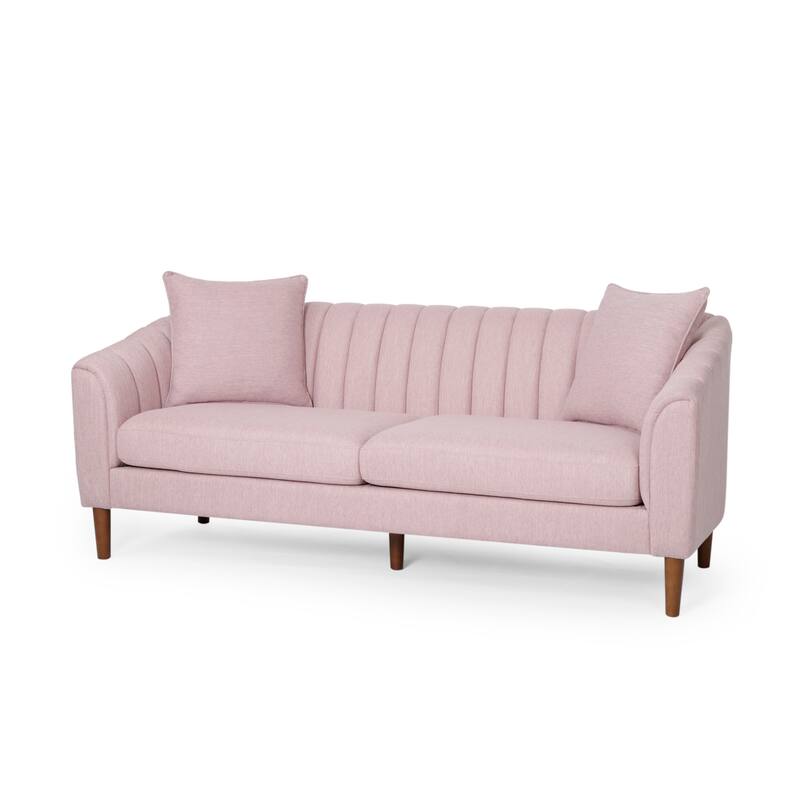 Contemporary Deep Seat Sofa with 2 Accent Pillows & Sloped Arms